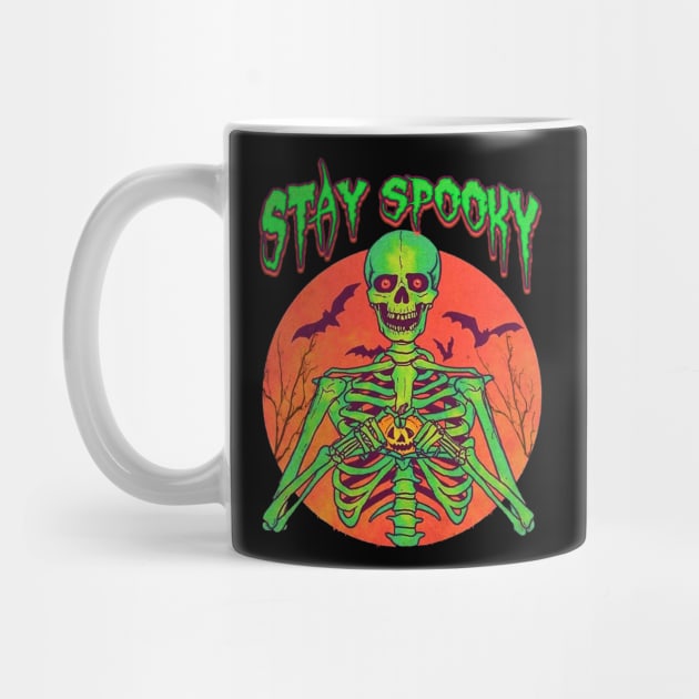 Stay Spooky Funny Halloween Skull Spooky Skeleton Custom by Kribis